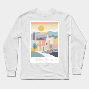 Saint-Tropez French Riviera Vintage Travel Poster Long Sleeve T-Shirt